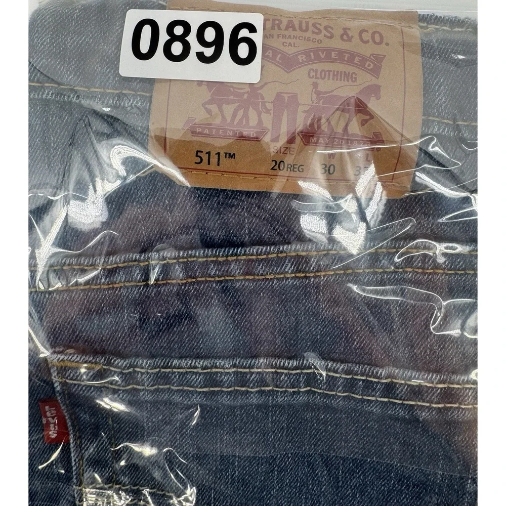 Levi's 511 Slim High Rise Cut Off Blue Denim Shorts Slim Distressed Size 30W